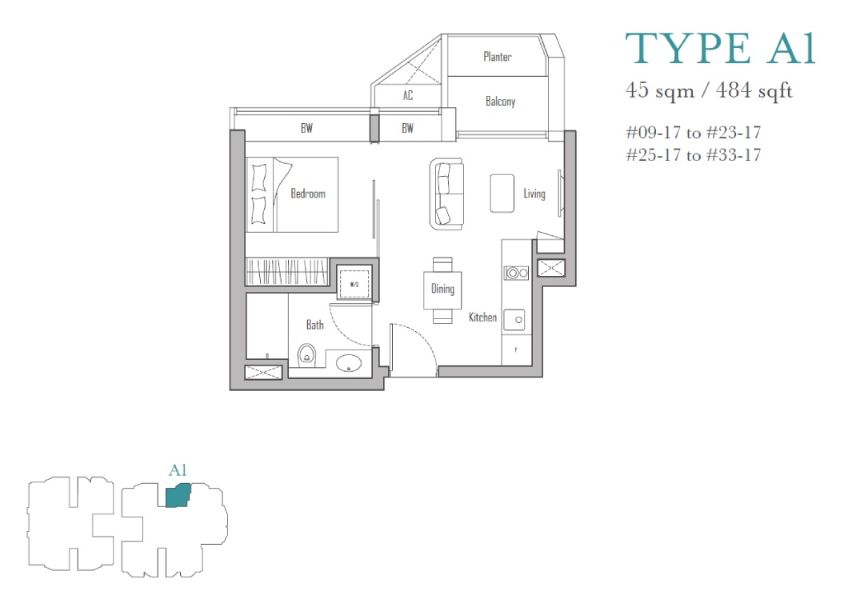 V on Shenton 1 Bedroom Floor Plan 1
