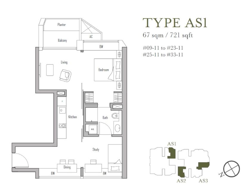 V on Shenton 1 Bedroom Floor Plan 2