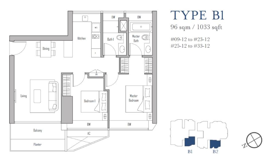 V on Shenton 1 Bedroom Floor Plan 3