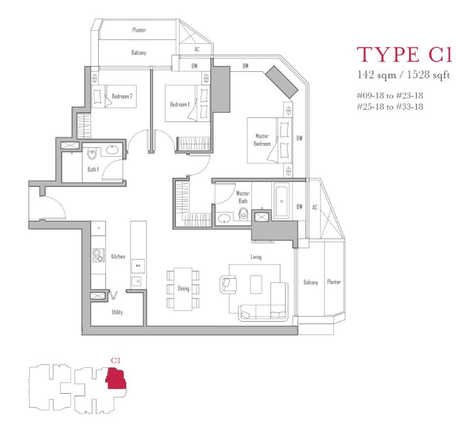 V on Shenton 1 Bedroom Floor Plan 5